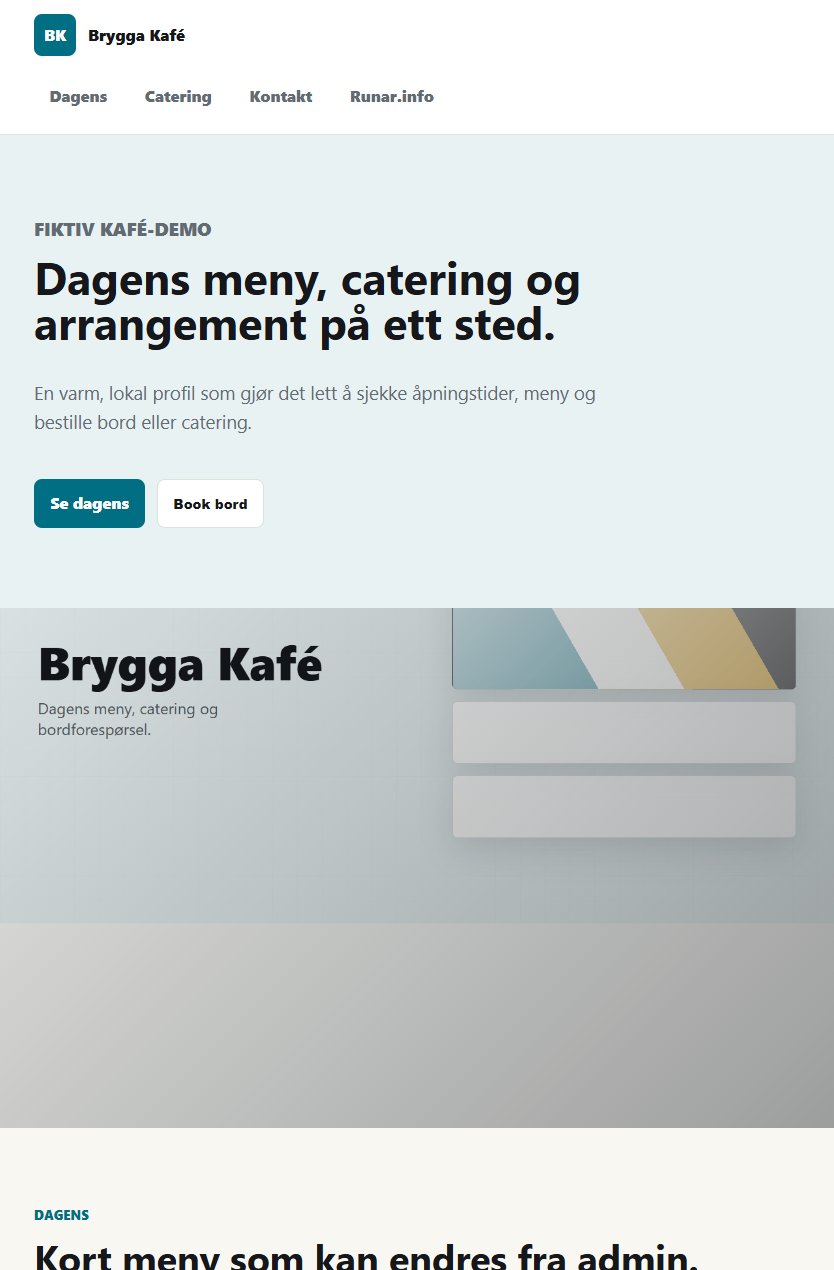 Skjermbilde av demo for Brygga Kafé