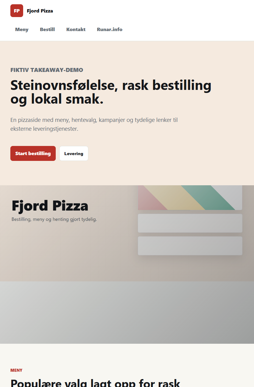 Skjermbilde av demo for Fjord Pizza